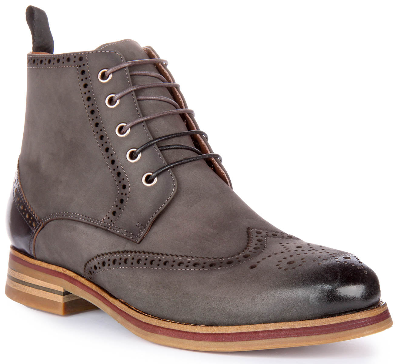 JUSTINREESS ENGLAND Reid Ankle Boots In Grey | Lace Up Brouge Boots ...
