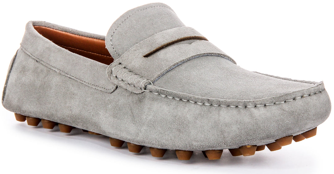 Suede Driving Shoes Uk JUSTINREESS Mens Driving Shoes Grey Suede