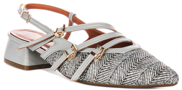 Nellie Sling back Sandals In Grey Leather