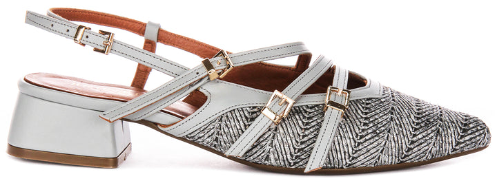Nellie Sling back Sandals In Grey Leather