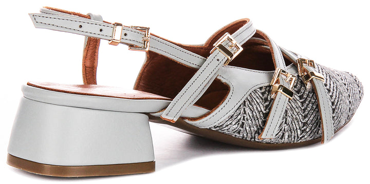Nellie Sling back Sandals In Grey Leather
