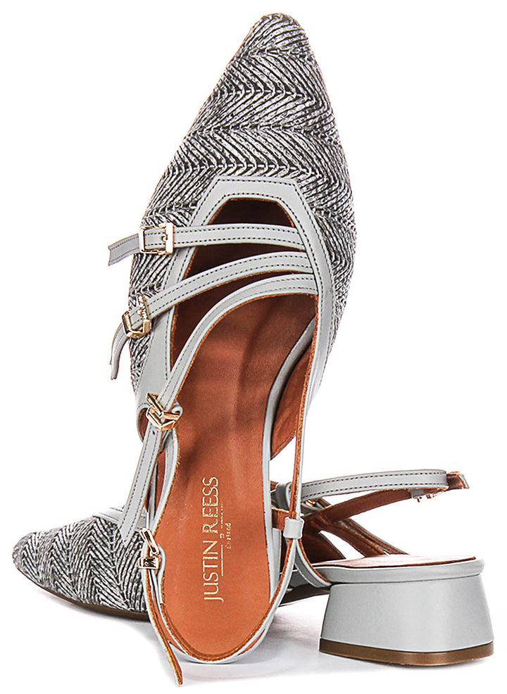 Nellie Sling back Sandals In Grey Leather