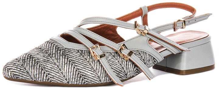 Nellie Sling back Sandals In Grey Leather