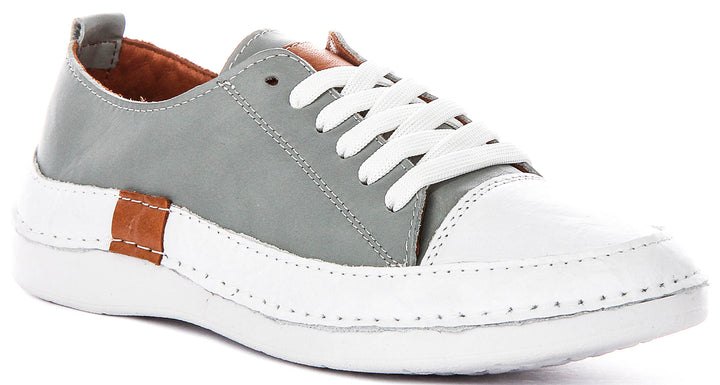 Sammy Cushioned Leather Shoes In Grey