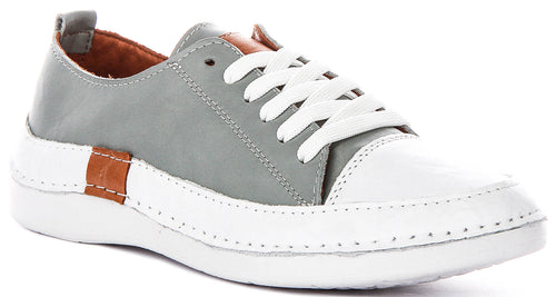 Sammy Cushioned Leather Shoes In Grey