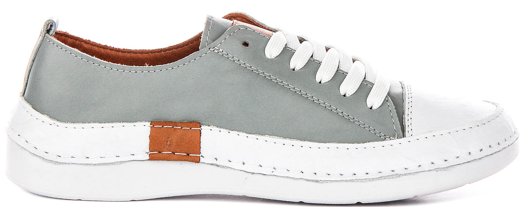Sammy Cushioned Leather Shoes In Grey