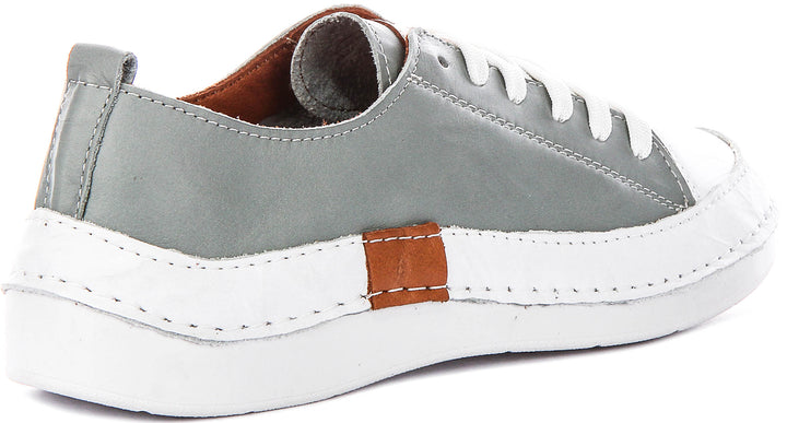 Sammy Cushioned Leather Shoes In Grey
