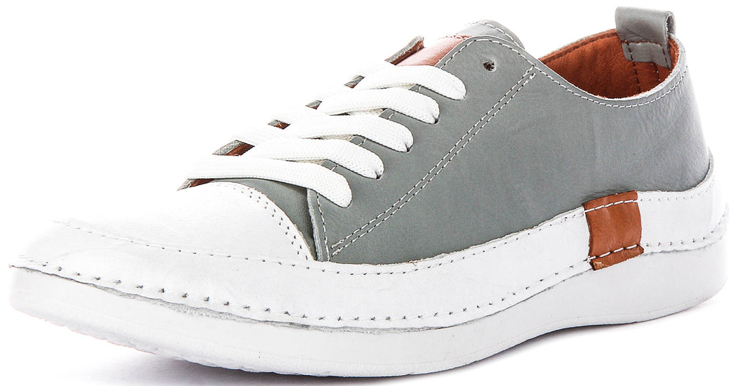 Sammy Cushioned Leather Shoes In Grey
