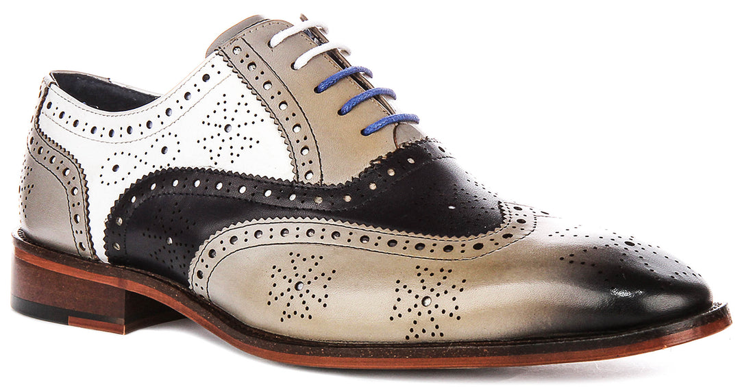 Ed In Grey Blue White Brogues