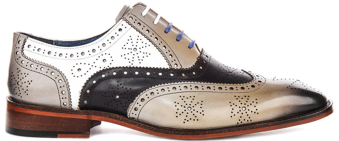 Ed In Grey Blue White Brogues