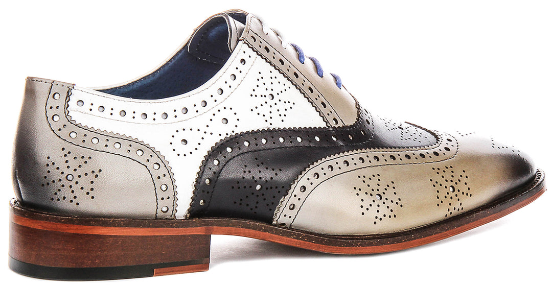 Ed In Grey Blue White Brogues