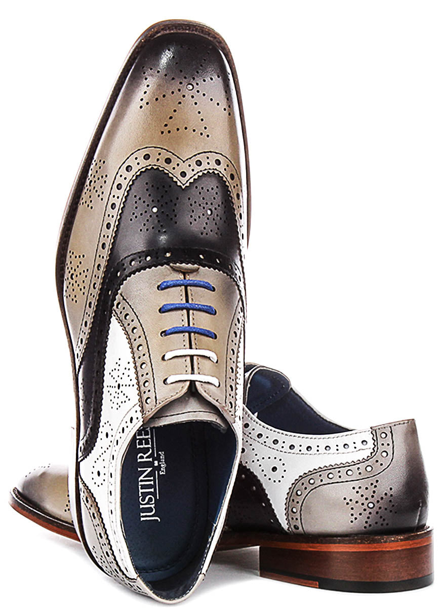 Ed In Grey Blue White Brogues