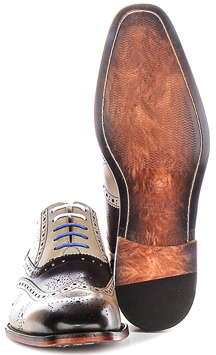 Ed In Grey Blue White Brogues
