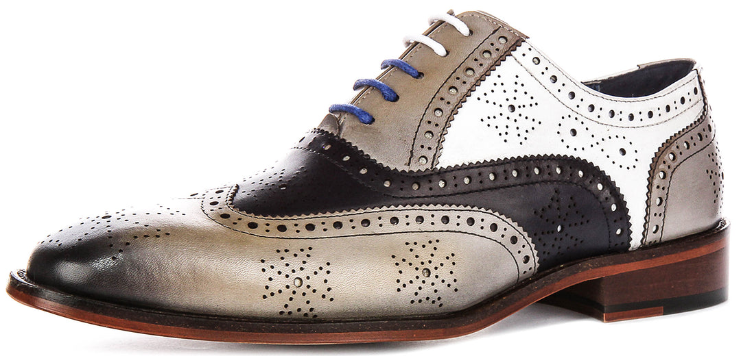 Ed In Grey Blue White Brogues