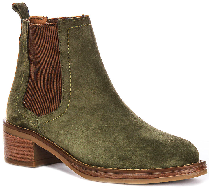 Evelyn Chelsea Boots In Khaki Green