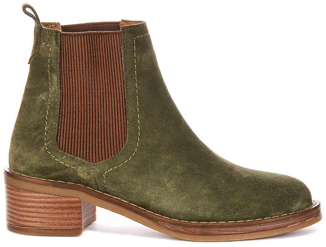 Evelyn Chelsea Boots In Khaki Green