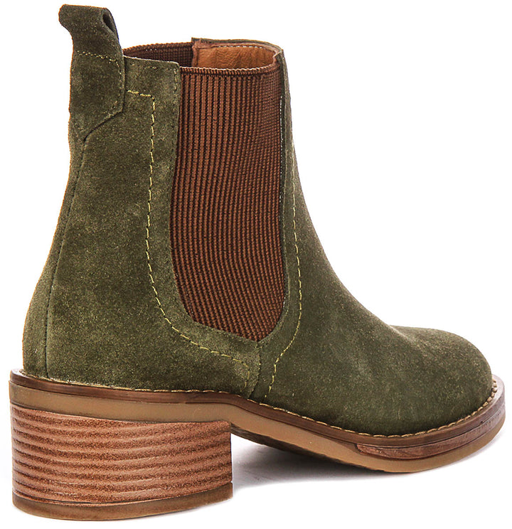 Evelyn Chelsea Boots In Khaki Green