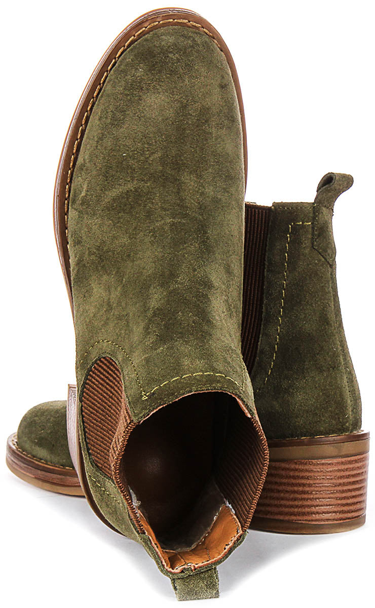 Evelyn Chelsea Boots In Khaki Green