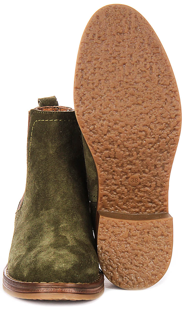 Evelyn Chelsea Boots In Khaki Green