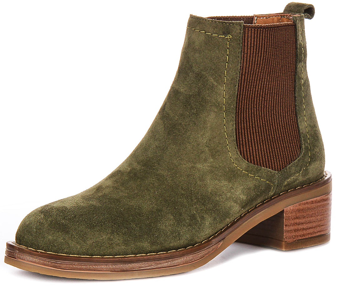 Evelyn Chelsea Boots In Khaki Green