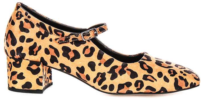 Kamila Mary Jane In Leopard Soft Leather