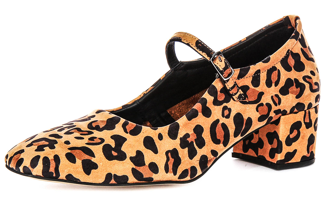 Kamila Mary Jane In Leopard Soft Leather