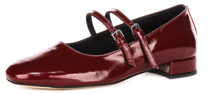 Kalie Mary Jane In Burgundy Patent Leather