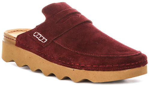 Gia In Maroon Suede Clog Sandals