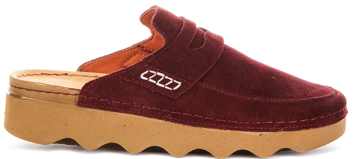 Gia In Maroon Suede Clog Sandals