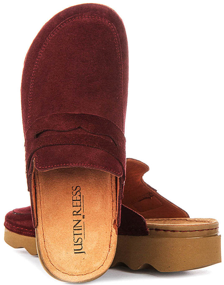 Gia In Maroon Suede Clog Sandals