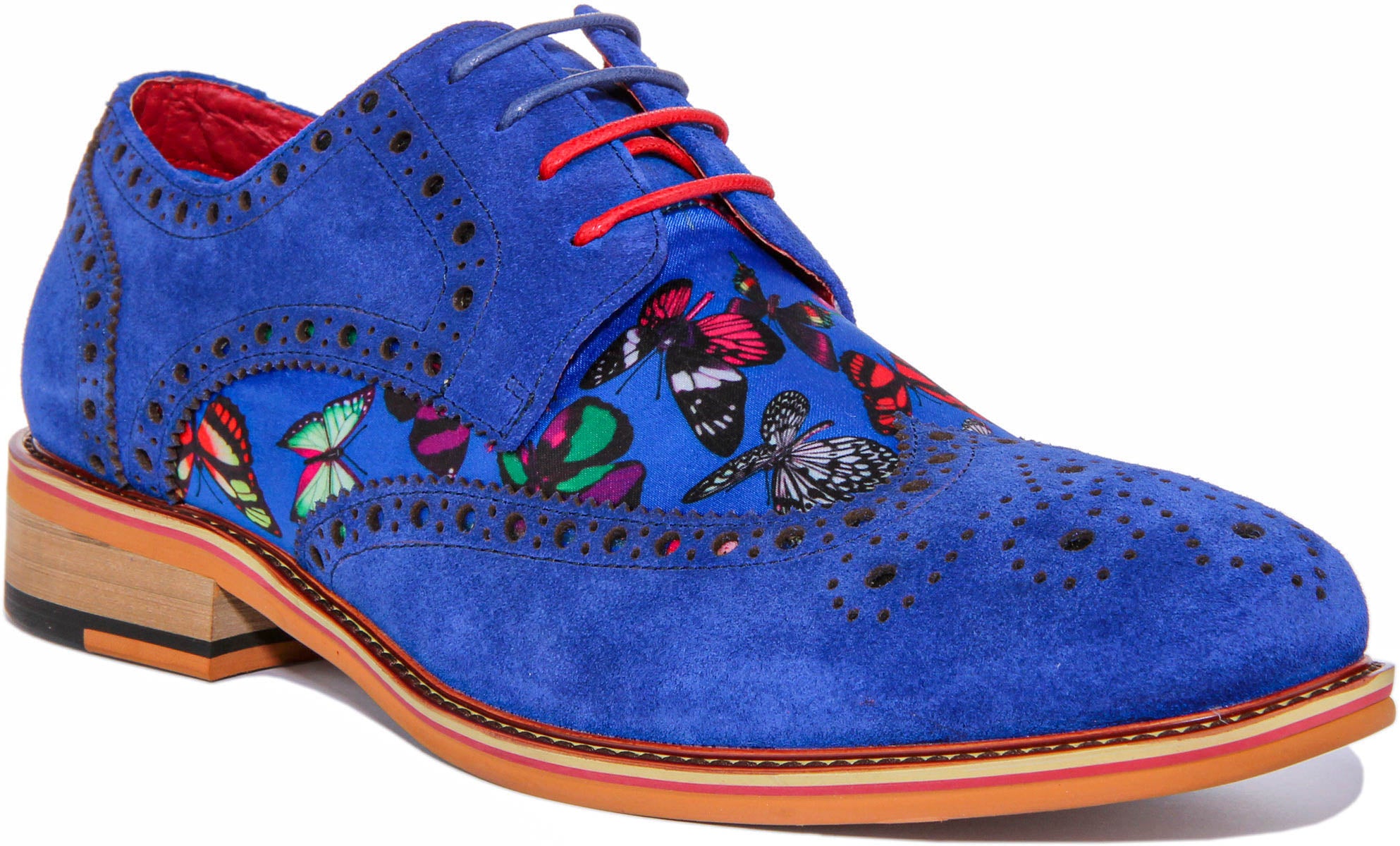 JUSTINREESS In Navy Blue Suede Brogues | Mens Butterfly Insert – Justin ...