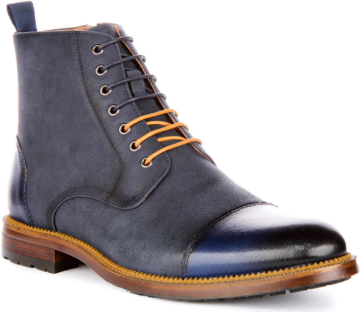 Gael Lace up Ankle Boots In Navy