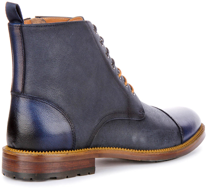 Gael Lace up Ankle Boots In Navy