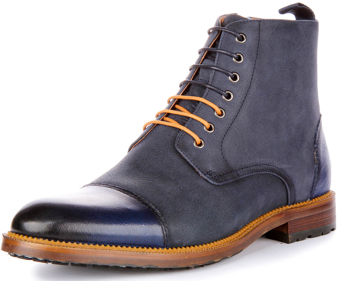 Gael Lace up Ankle Boots In Navy