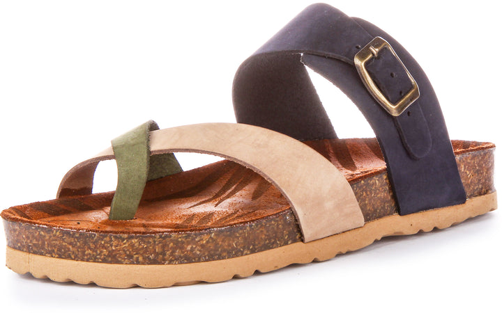 Carla Toe Strap Sandals In Navy