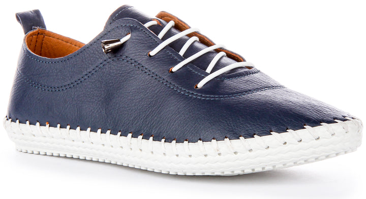 Lexi 2 Leather Plimsoll In Navy