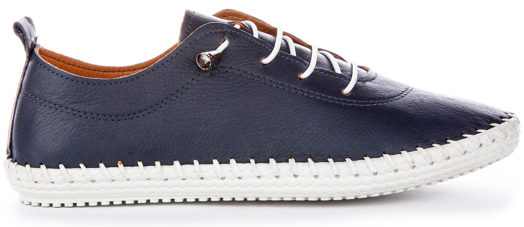 Lexi 2 Leather Plimsoll In Navy