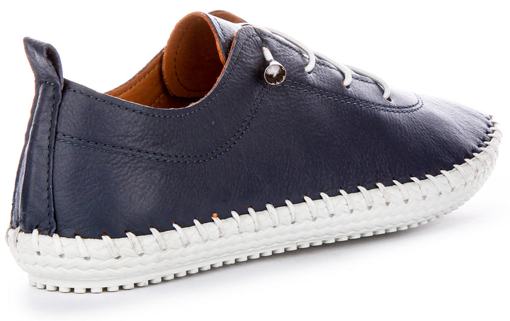 Lexi 2 Leather Plimsoll In Navy