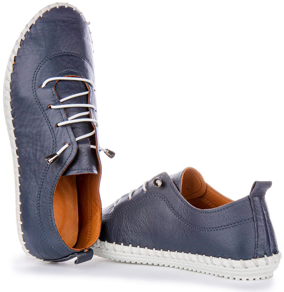 Lexi 2 Leather Plimsoll In Navy