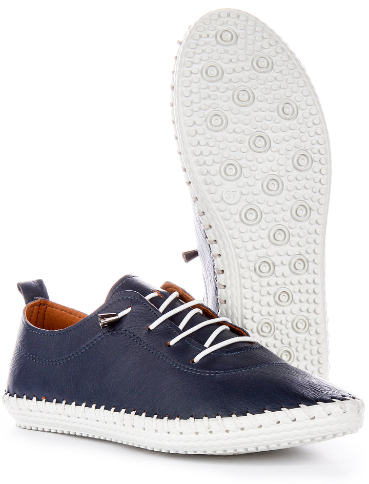 Lexi 2 Leather Plimsoll In Navy