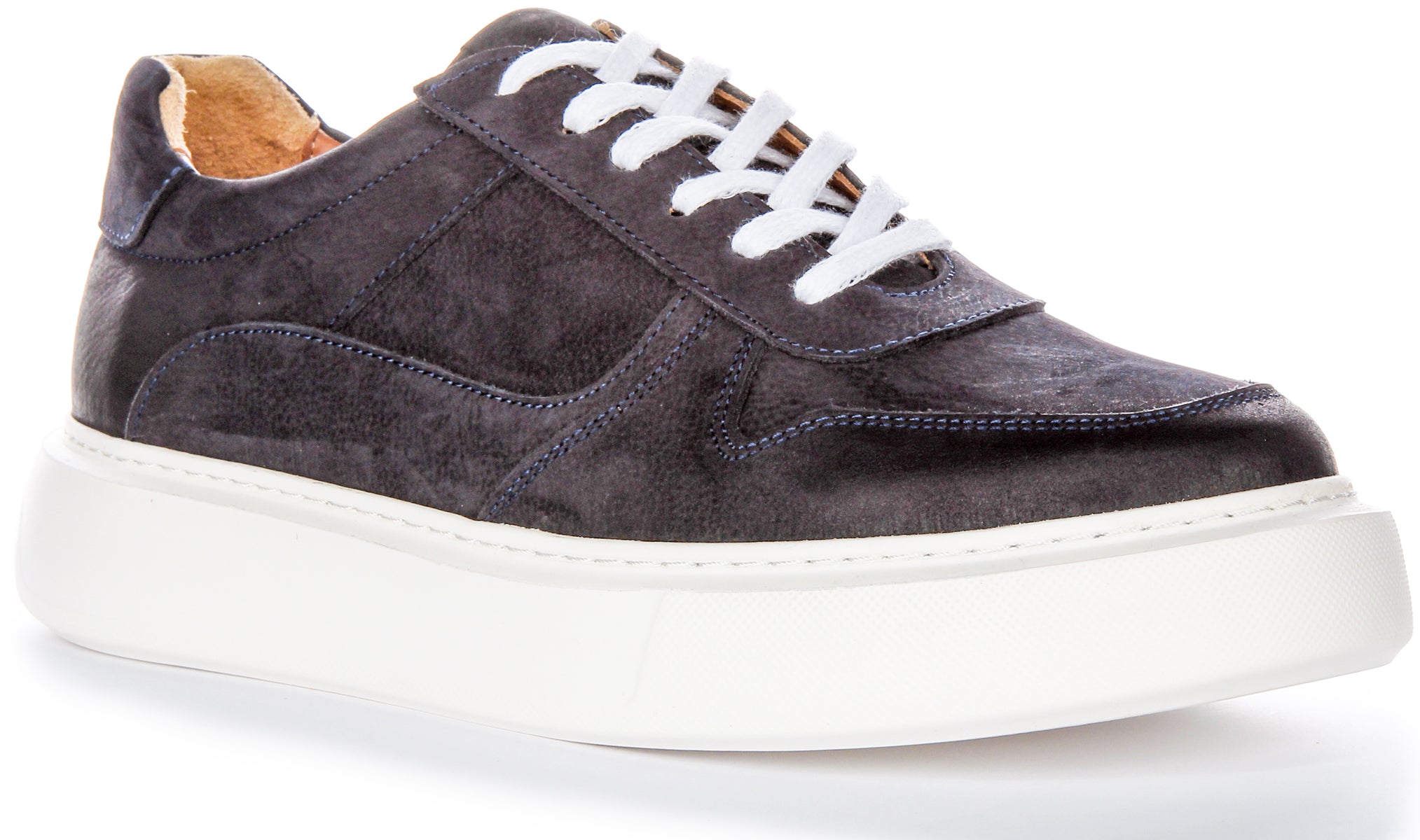 JUSTINREESS Mens Lace up Soft Leather Navy Designer Trainers – Justin Reess