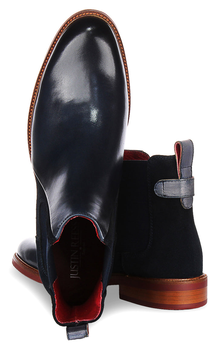 Luiz Fade Heel Tab Ankle Boots In Navy  - Member Only Price