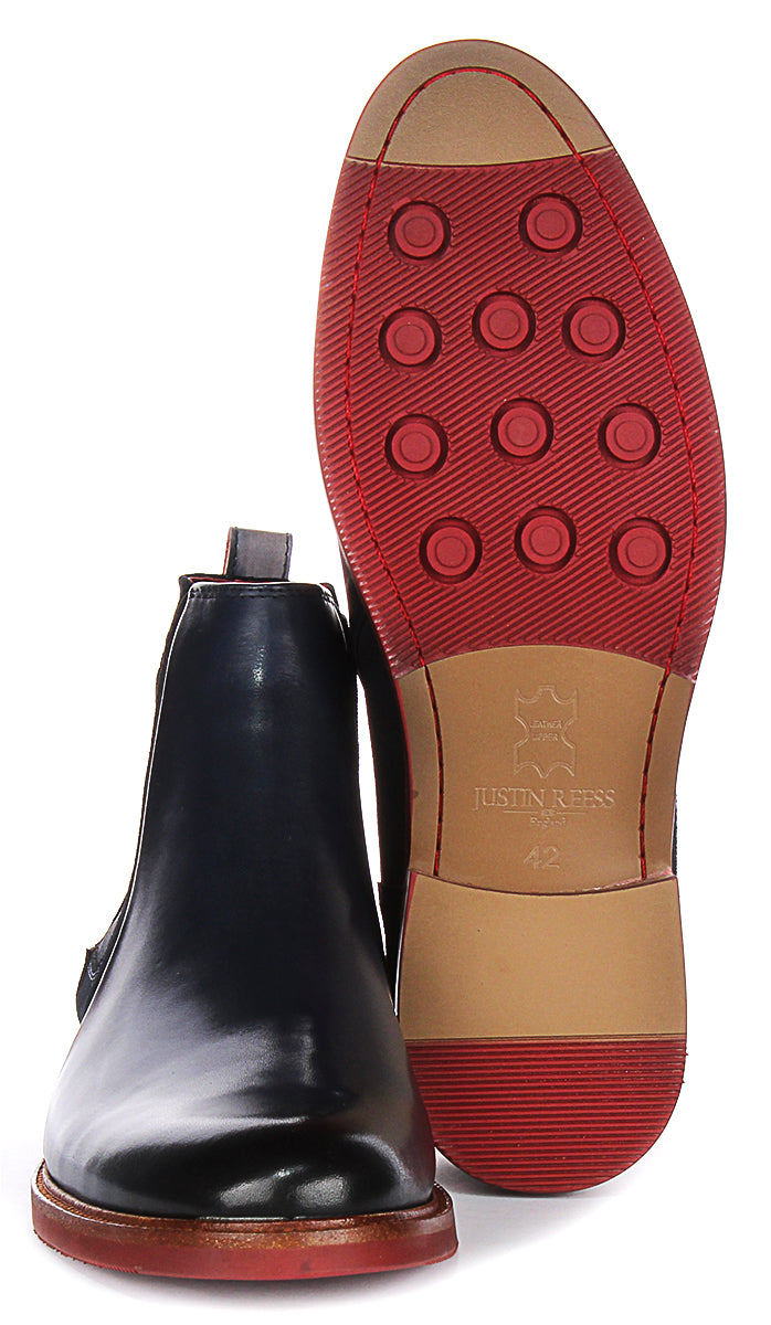 Luiz Fade Heel Tab Ankle Boots In Navy  - Member Only Price