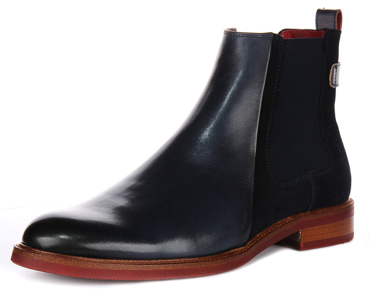 Luiz Fade Heel Tab Ankle Boots In Navy  - Member Only Price