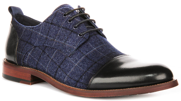 Oden In Navy Check Printed Shoes