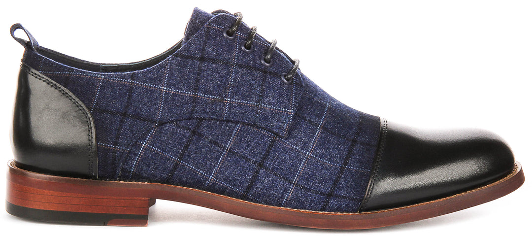 Oden In Navy Check Printed Shoes