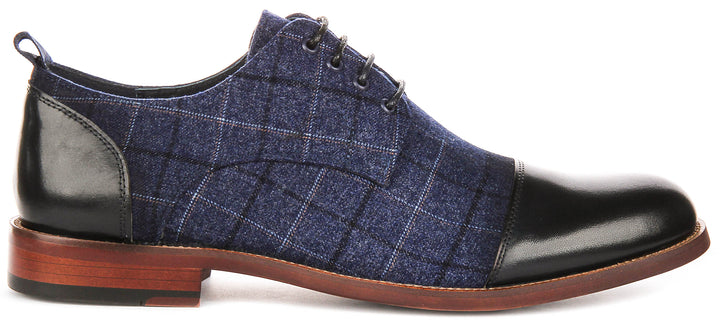 Oden In Navy Check Printed Shoes