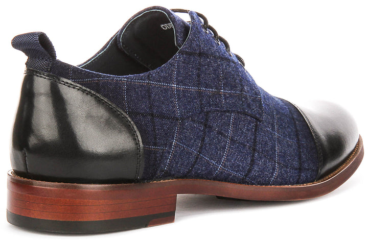 Oden In Navy Check Printed Shoes