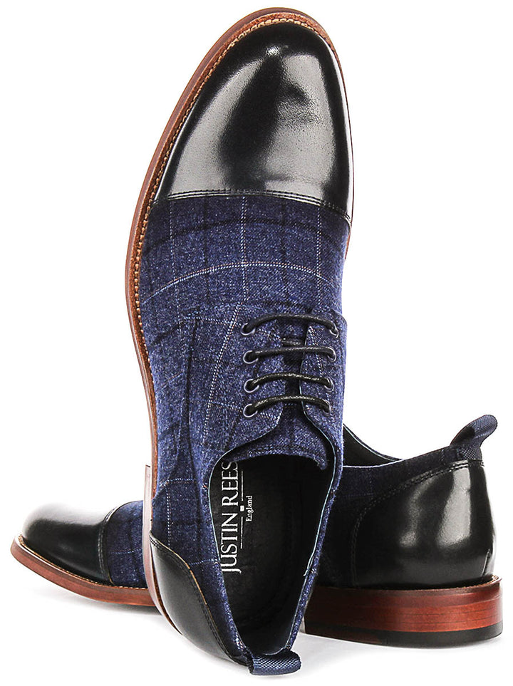 Oden In Navy Check Printed Shoes