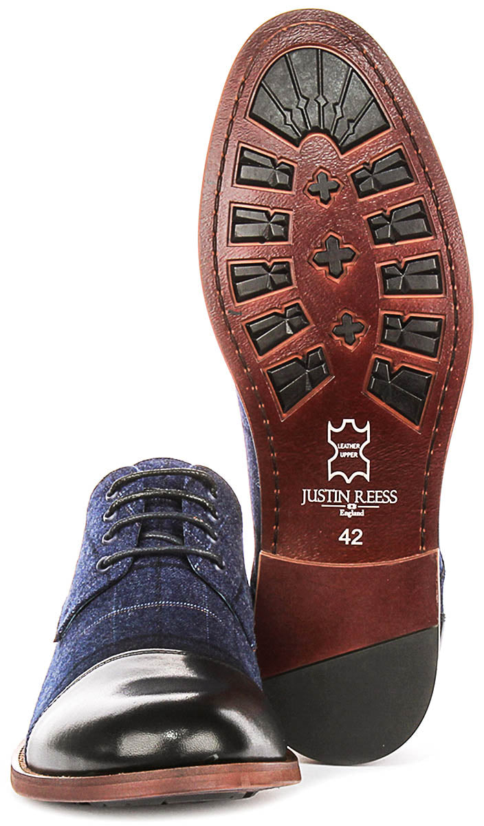 Oden In Navy Check Printed Shoes